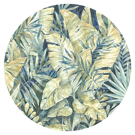 Komar Dots Fototapete rund Feuilles Tropicales