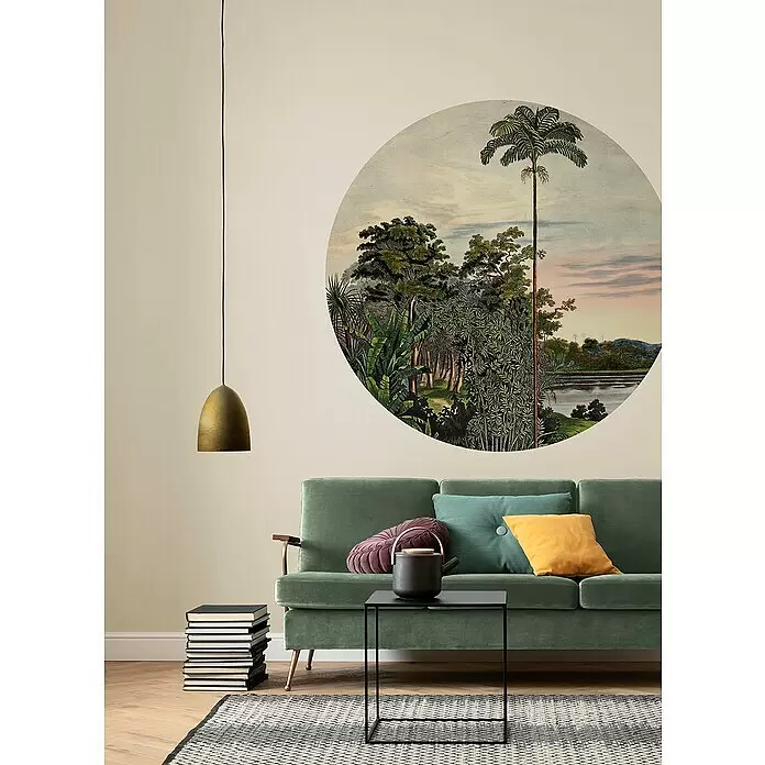 Komar Dots Fototapete rund Vintage Landscape128 cm, Selbstklebend