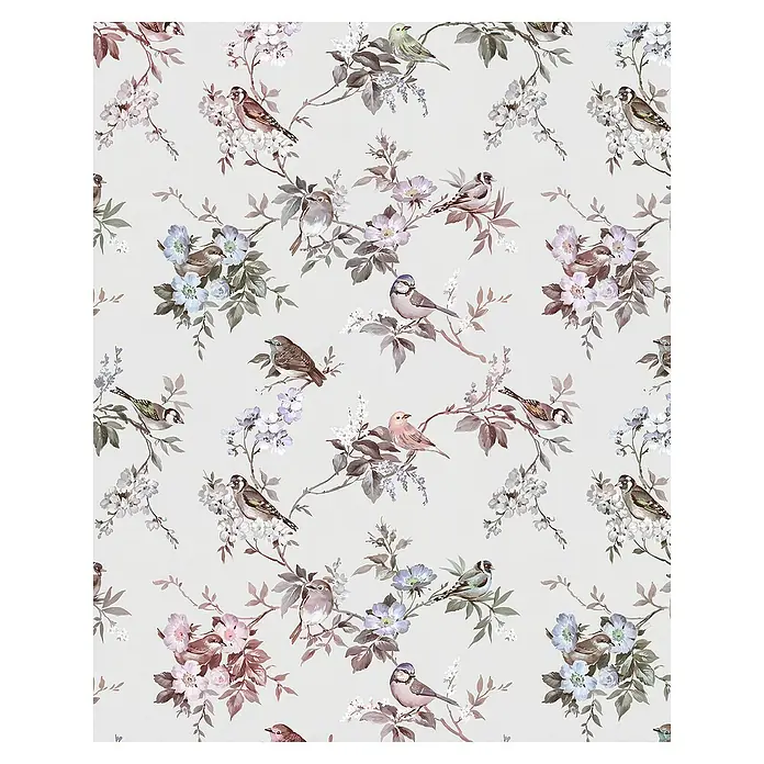 Komar Fototapete Sweet Lullaby - B x H: 200 x 250 cm, Vlies - Elegante Tapete mit zarten Vogel- und Blumenmotiven. Verleiht jedem Raum eine stilvolle und natürliche Note mit detailreichen Zeichnungen.