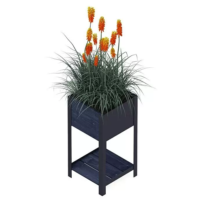 Upyard Hochbeet Modernbox hoch36 x 36 x 72 cm, Holz, Schwarz