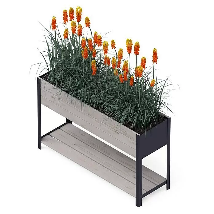 Upyard Hochbeet Modernbox hoch - 118 x 36 x 72 cm, Holz, Grau - Anwendungsbeispiel