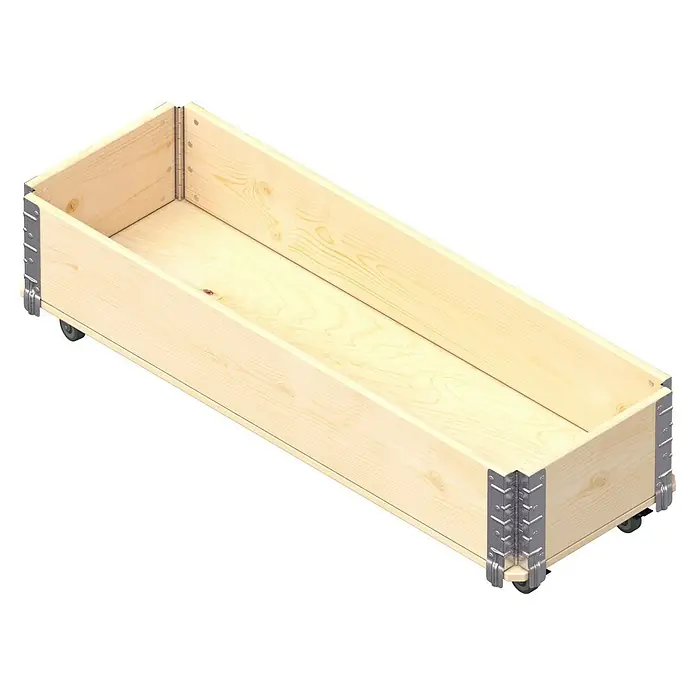 Upyard Kräuterkasten mit RollenNatur, 120 x 40 x 19,5 cm - Hölzerner Bettkasten mit Metallecken und Rädern, ideal zur Aufbewahrung unter dem Bett. Praktisches Möbelstück zur Platzoptimierung.