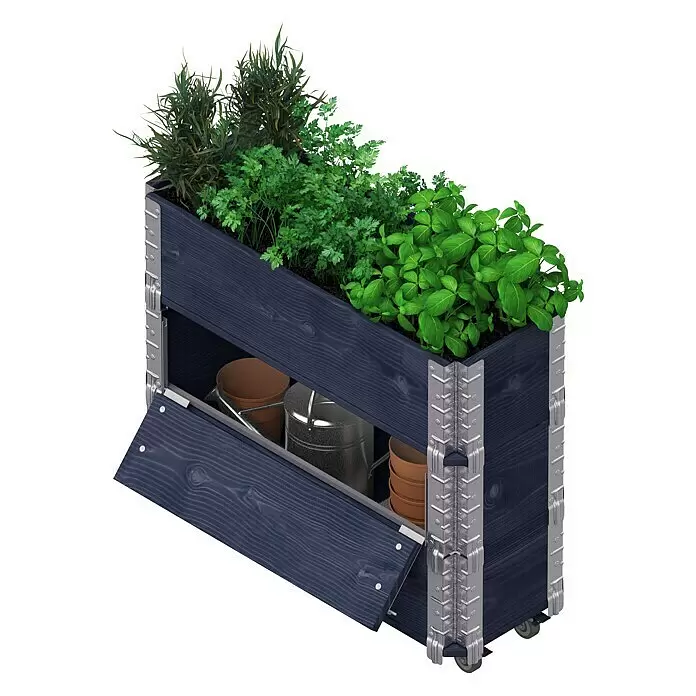 Upyard Kräuterkasten Advanced - 80 x 30 x 68 cm, Stahl, Schwarz - Anwendungsbeispiel