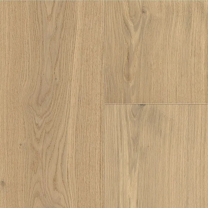 Living by Haro Parkett - Eiche puroweiß, Landhausdiele, 2.200 x 240 x 12 mm - Nahaufnahme von hellem Eichenparkett mit natürlicher Maserung. Das Parkett sorgt für eine warme, einladende Atmosphäre im Raum.