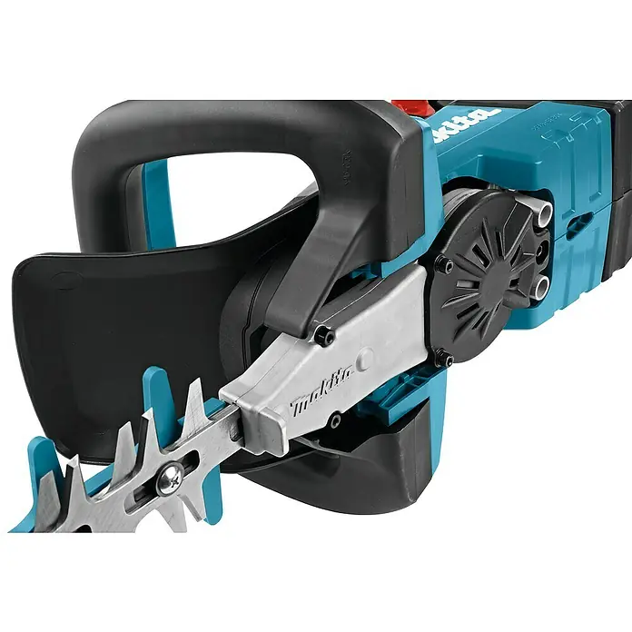 Makita LXT 18V Akku-Heckenschere DUH502Z - 18 V, Li-Ionen, Ohne Akku, Schnittlänge: 50 cm - Detailaufnahme einer Makita Akku-Heckenschere. Die Klingen und das robuste Design sind gut erkennbar. Perfekt für den Garteneinsatz.