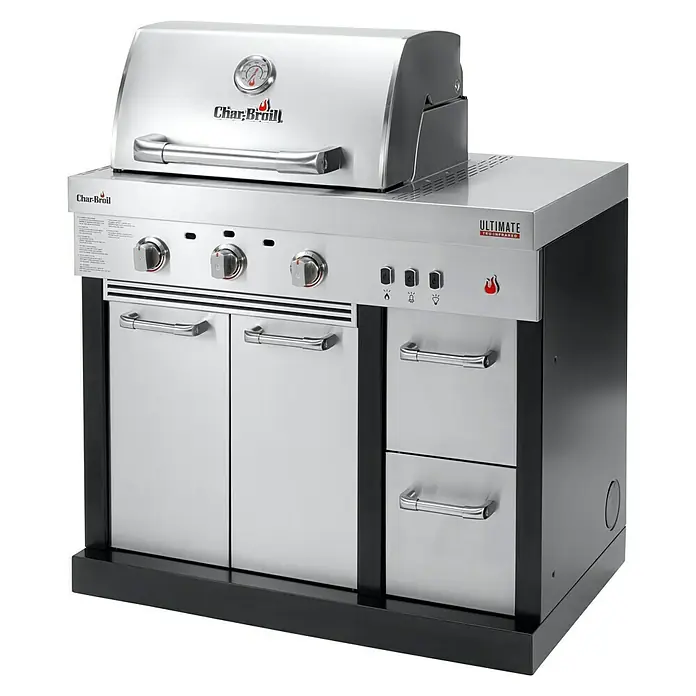 Char-Broil Outdoorküchen-Modul Ultimate 3200 - Silber, B x T x H: 100,3 x 67,3 x 120 cm, Edelstahl - Hier ist ein schicker Char-Broil Ultimate Infrarot-Gasgrill mit viel Stauraum. Das robuste Gerät ist perfekt für Grillmeister.