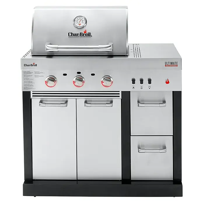 Char-Broil Outdoorküchen-Modul Ultimate 3200 - Silber, B x T x H: 100,3 x 67,3 x 120 cm, Edelstahl - Hier ist ein Char-Broil Ultimate Tru-Infrared Grill mit Edelstahl-Design, ideal für Grillliebhaber, die Wert auf Qualität legen.