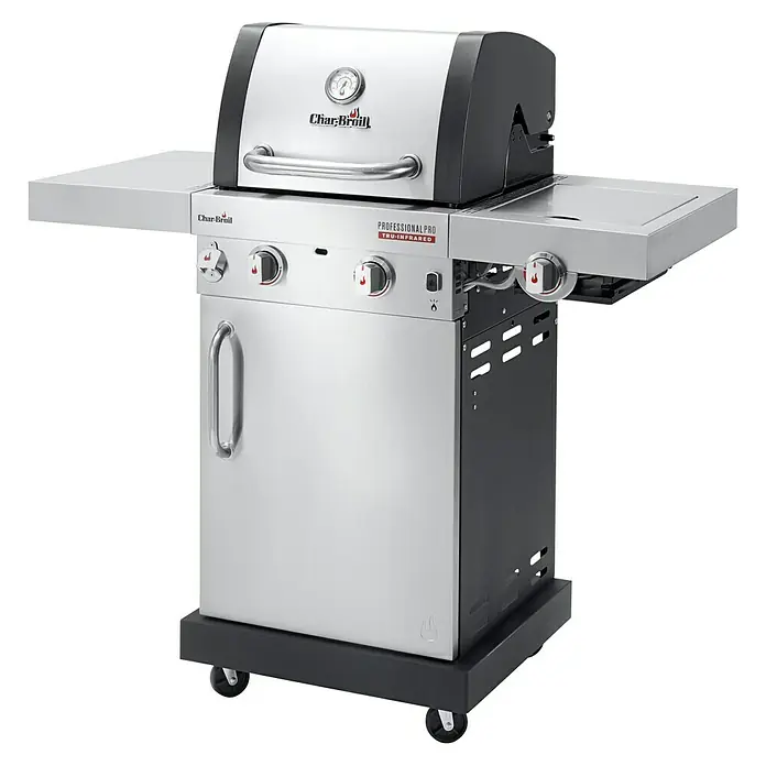 Char-Broil Gasgrill Professional Pro S2 - Anzahl Brenner: 2 - Bild eines Char-Broil Professional PRO Gasgrills mit Seitenbrenner und praktischen Seitenablagen für ein optimales Grillerlebnis.