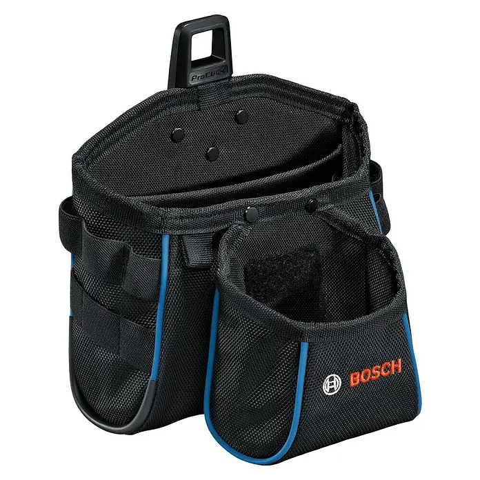 Bosch Professional Werkzeug-Gürteltasche GWT 2 - 200 x 150 x 200 mm - Bosch ProClick Werkzeugtasche: Robuste Werkzeugaufbewahrung mit mehreren Fächern und Schlaufen für Ordnung und schnellen Zugriff auf Werkzeuge.