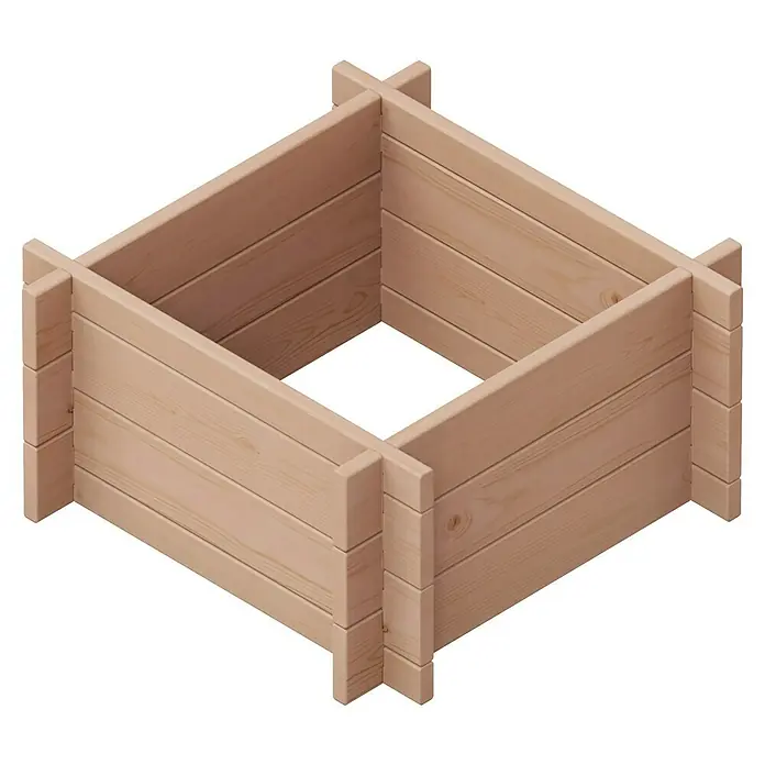 Upyard Hochbeet Multibox - L x B x H: 59 x 59 x 29,5 cm, Holz, Braun - Ein quadratisches Hochbeet aus hellem Holz, ideal für Gartenliebhaber und zur stilvollen Bepflanzung von Blumen und Gemüse.