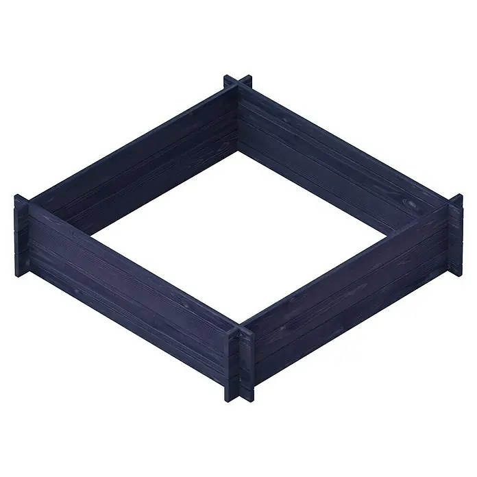 Upyard Hochbeet Multibox - L x B x H: 119 x 119 x 29,5 cm, Holz, Schwarz - Das Bild zeigt ein blaues, quadratisches Hochbeet aus Holz, ideal für den Garten oder Balkon, um Pflanzen stilvoll anzubauen.