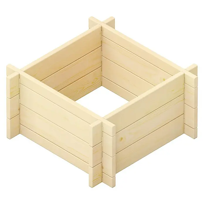 Upyard Hochbeet Multibox - L x B x H: 59 x 59 x 29,5 cm, Holz, Natur - Ein hölzernes Hochbeet, ideal für den Garten oder die Terrasse, mit einer hellen Holzfarbe und einer robusten Konstruktion.
