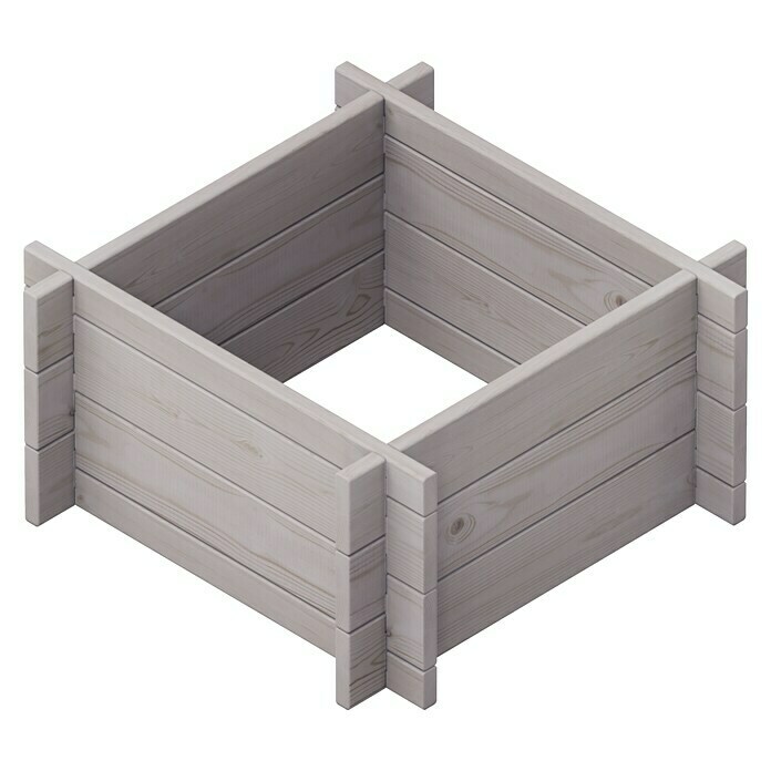 Hochbeet MultiboxL x B x H: 59 x 59 x 29,5 cm, Holz, Grau Diagonal View