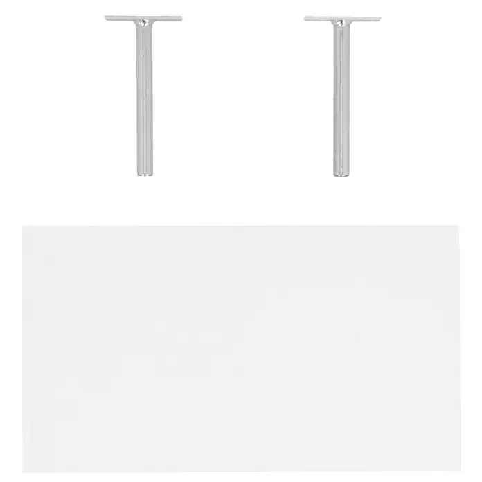 Dolle Wandboard Big Boy - L x B x H: 44,5 x 25 x 5 cm, Weiß, Belastbarkeit: 30 kg - Das Bild zeigt ein schwebendes weißes Regal mit silbernen Halterungen, das ein modernes und minimalistisches Design aufweist.