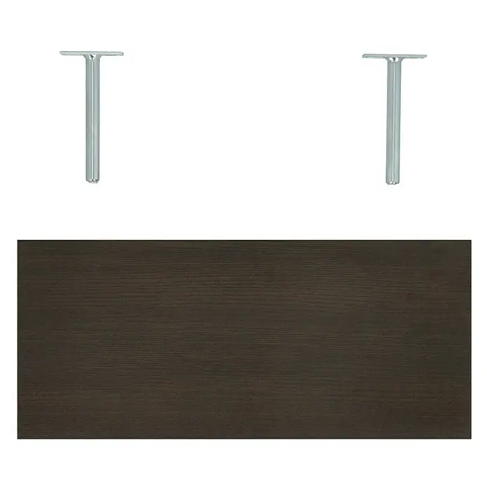 Dolle Wandboard Big Boy - L x B x H: 57 x 25 x 5 cm, Mocca, Belastbarkeit: 30 kg - Eine Aufnahme eines Möbelstücks, bestehend aus einer Holzplatte und zwei Metallbeinen.