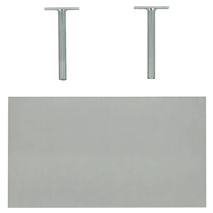 Dolle Estante flotante Big Boy - L x An x Al: 44,5 x 25 x 5 cm, Plateado, Carga soportada: 30 kg - Panel rectangular gris con dos soportes metálicos en forma de T arriba, ideal para montaje en pared moderno.