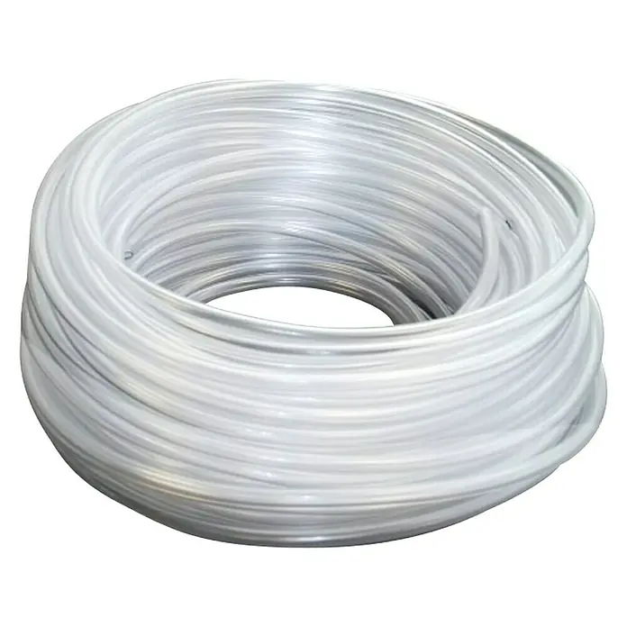ZimaKlima Tubo PVC Cristal - Ø x L: 6 mm x 25 m, Plástico, Transparente - Imagen de una manguera de PVC transparente enrollada, ideal para diversas aplicaciones en el hogar y el jardín, ofreciendo flexibilidad y durabilidad.