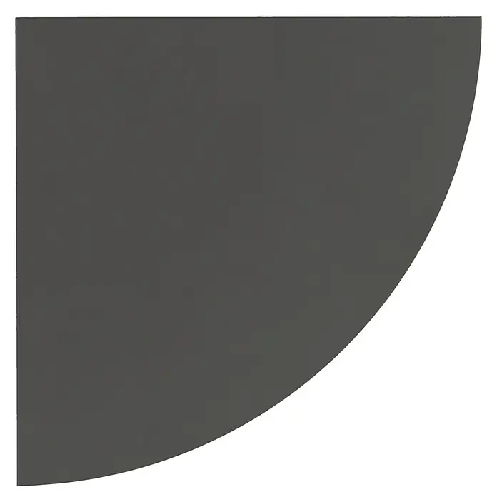 Dolle Wandboard Lite - L x B x S: 30 x 30 x 1,9 cm, Anthrazit - Nahaufnahme einer viertelkreisförmigen, dunkelgrauen Tischplatte. Das minimalistische Design und die glatte Oberfläche sind gut erkennbar.