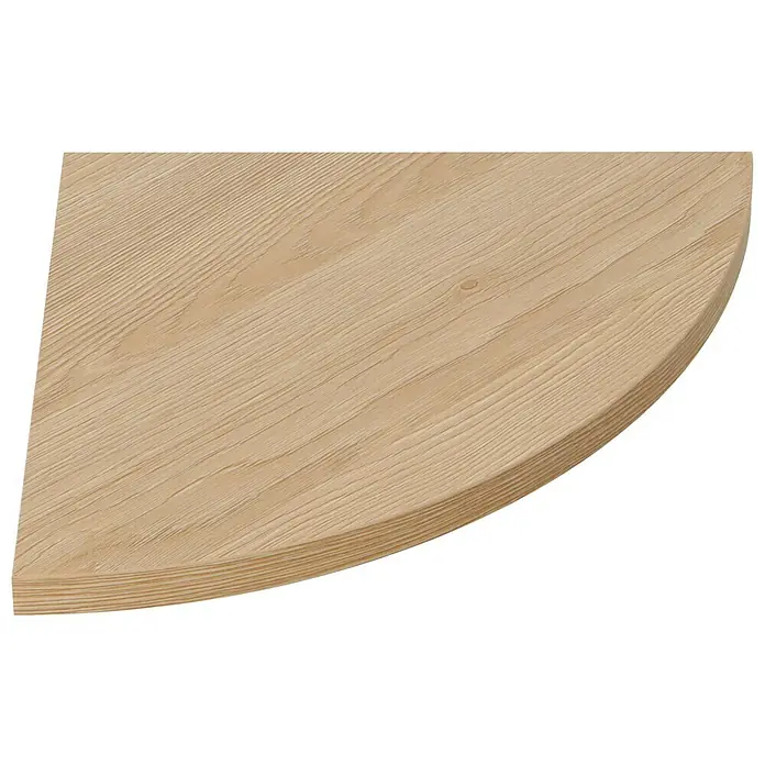 Dolle Wandboard Lite - L x B x S: 30 x 30 x 1,9 cm, Eiche - Detailaufnahme einer runden Tischplatte aus hellem Holz mit feiner Maserung. Die Tischplatte hat abgerundete Kanten und eine glatte Oberfläche.