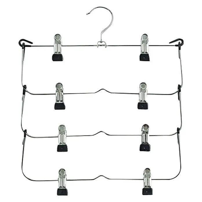 Percha para ropa múltiple Falda - Metal - Percha para pantalones metálica multicapa con pinzas. La percha para pantalones es ideal para guardar pantalones y faldas.