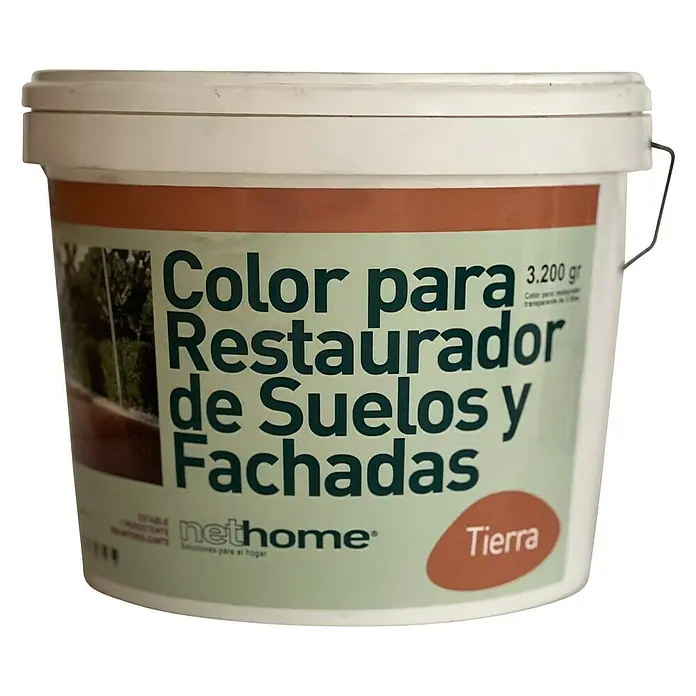 Pigmento concentrado Color Restaurador Suelos y Fachadas - Tierra, 3,2 kg, Mate sedoso - Bote de pintura Nethome para restauración de suelos y fachadas, color tierra.