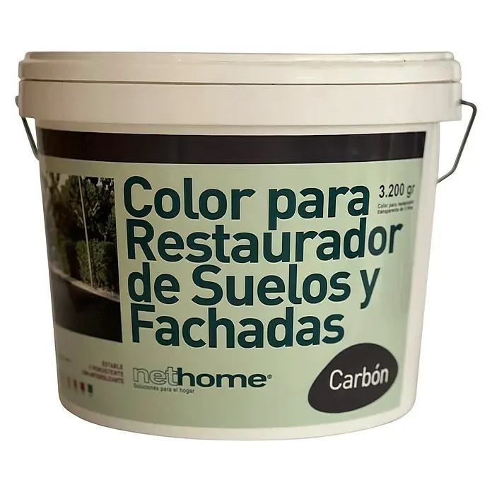 Pigmento concentrado Color Restaurador Suelos y Fachadas - Carbón, 3,2 kg, Mate sedoso - Un cubo de pintura para suelos y fachadas "Color para Restaurador" en color "Carbón" (carbón) de Nethome.