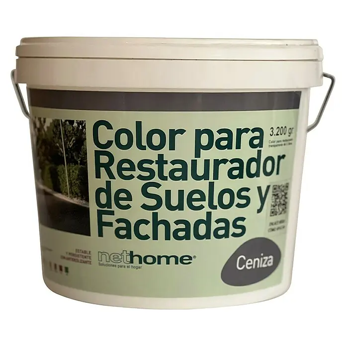 Pigmento concentrado Color Restaurador Suelos y Fachadas - Ceniza, 3,2 kg, Mate sedoso - Un balde de "Color para Restaurador de Suelos y Fachadas" de nethome, un restaurador de color para suelos y fachadas en color Ceniza.