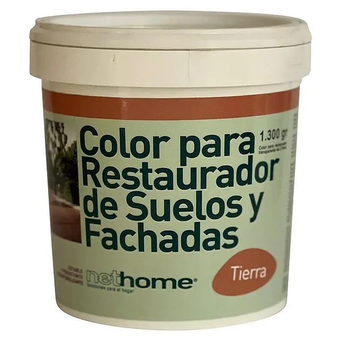 Pigmento concentrado Color Restaurador Suelos y Fachadas - Tierra, 1,3 kg, Mate sedoso - Un bote de pintura "NetHome" para restaurar suelos y fachadas en color "Tierra".
