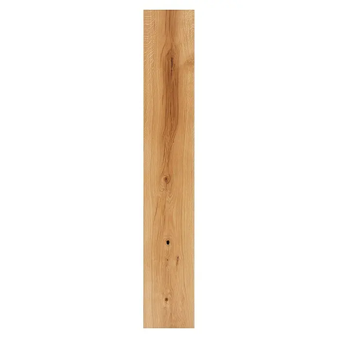 Parkett - Eiche Romeo, Landhausdiele, 2.200 x 260 x 15 mm - Nahaufnahme von Holzstruktur mit Ästen und Maserung, ideal für Möbel oder Designprojekte. Ausdrucksstarkes Holz für natürliche Ästhetik.