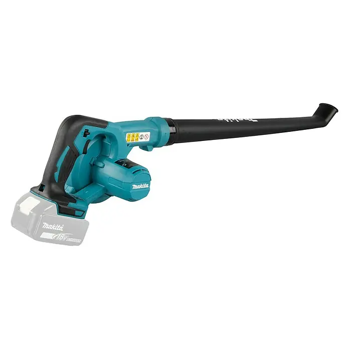 Makita LXT 18V Akku-Gebläse DUB186Z - 18 V, Ohne Akku, Li-Ionen, Blasgeschwindigkeit: 68 m/s - Akkubetriebener Laubbläser von Makita in Türkis und Schwarz, ideal für die Gartenarbeit und das Entfernen von Laub.