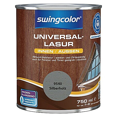 swingcolor Universal-Lasur (Silberholz, 750 ml, Seidenglänzend, Wasserbasiert)
