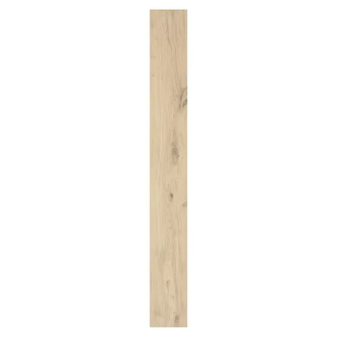 Parkettmuster Eiche Vaduz - 280 x 160 x 14 mm - Ein vertikales Foto von einem hellen Holzbrett mit Maserung und Astlöchern, perfekt für Möbel oder Bodenbeläge.
