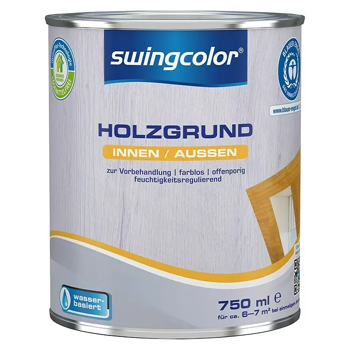 swingcolor Holzgrund - Farblos, 750 ml - Dose Swingcolor Holzgrund für Innen- und Außenbereich, farblos, offenporig und feuchtigkeitsregulierend, 750 ml.