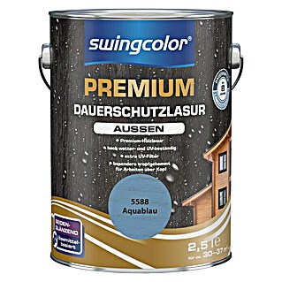 swingcolor Premium Dauerschutzlasur (Aquablau, 2,5 l, Seidenglänzend, Lösemittelbasiert)