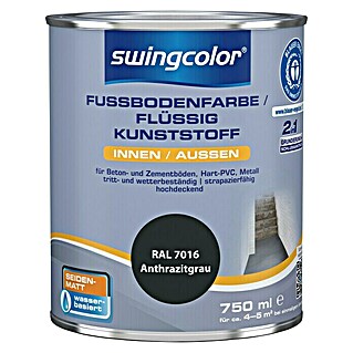 swingcolor 2in1 Flüssigkunststoff / Fußbodenfarbe RAL 7016 (Anthrazit-Grau, 750 ml, Seidenmatt)