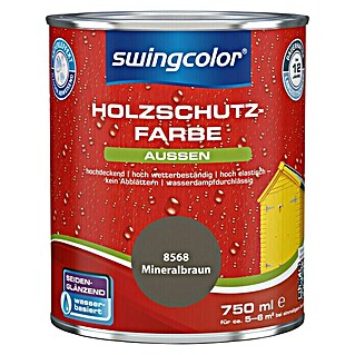 swingcolor Holzschutzfarbe (Mineralbraun, 750 ml, Seidenglänzend, Wasserbasiert)