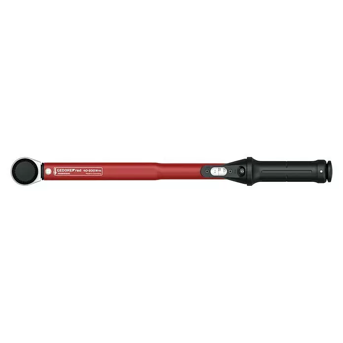 Gedore Llave dinamométrica R68900200 - Cuadrado de ½'', 40 Nm - 200 Nm - Llave dinamométrica GEDORE roja y negra con rango de 40-200 Nm, fabricada en Alemania.