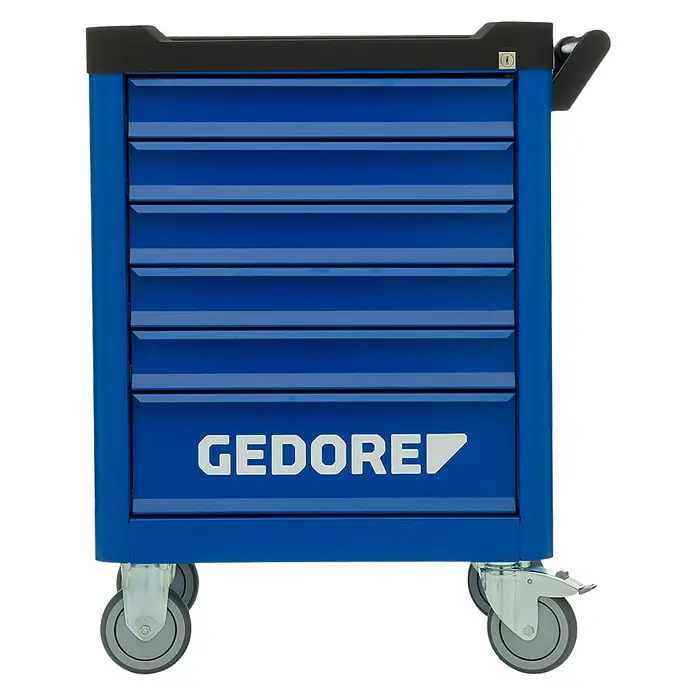Gedore Werkstattwagen WSL-M6 workster smartline - L x B x H: 510 x 625 x 900 mm, Anzahl Schubladen: 6 Stk., Traglast: 300 kg - Blau lackierter Werkzeugwagen von Gedore mit mehreren Schubladen und Rollen für den einfachen Transport.