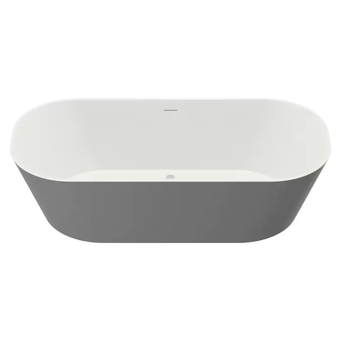 Camargue Freistehende Badewanne Torino - L x B: 170 x 80 cm, Sanitäracryl, Platingrau/Weiß