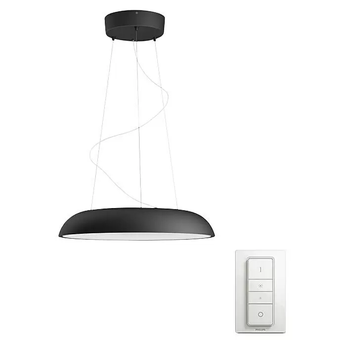 Philips Hue LED-Pendelleuchte rund White Ambience Amaze - 25 W, Ø x H: 43,4 x 150 cm, Schwarz - Vorderansicht