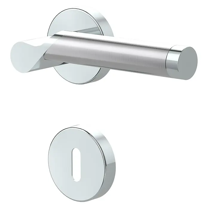Diamond Doors Creative Drückergarnitur Alabama - Edelstahl, Buntbart - Elegante Chrom-Türgarnitur mit einem modernen Design. Die Türdrückergarnitur und das Schlüsselloch sind in glänzendem Chrom gehalten und sorgen für einen stilvollen Look.