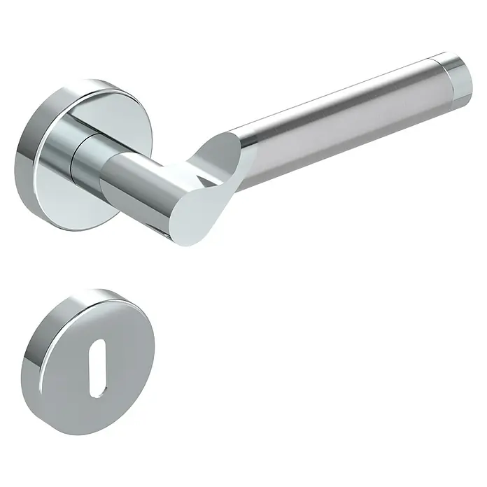 Diamond Doors Creative Drückergarnitur Alabama - Edelstahl, Buntbart - Glänzender Türgriff aus Chrom mit Schlüsselrosette für den Innenbereich, stilvoll und modern, für eine elegante Note in jedem Raum.