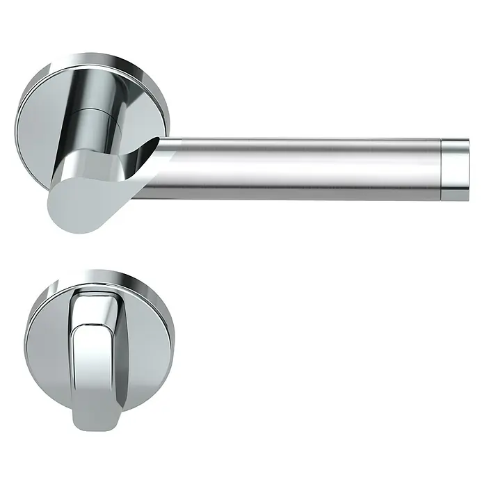Diamond Doors Creative Drückergarnitur WC Alabama - Edelstahl, Schlitzkopf/Olive - Elegantes Türgriff-Set aus poliertem Chrom. Das moderne Design ist sowohl stilvoll als auch funktional und passt perfekt zu zeitgenössischen Inneneinrichtungen.