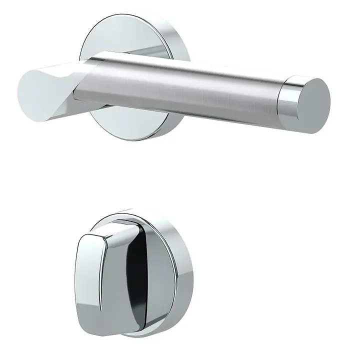 Diamond Doors Creative Drückergarnitur WC Alabama - Edelstahl, Schlitzkopf/Olive - Elegantes Türbeschlag-Set in Chromoptik mit modernem Design für stilvolle Innentüren. Das Set umfasst einen Griff und einen Drehknopf.