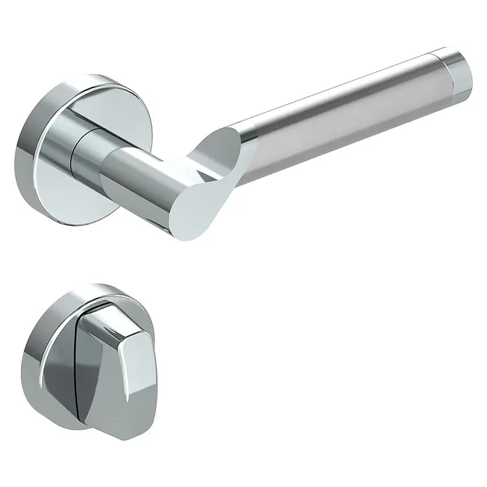 Diamond Doors Creative Drückergarnitur WC Alabama - Edelstahl, Schlitzkopf/Olive - Hochwertige Türgarnitur aus Chrom mit modernem Design für stilvolle Innentüren. Der Hingucker für jedes Zuhause.