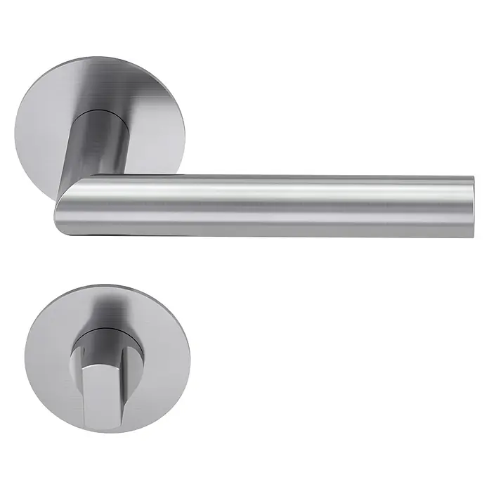 Diamond Doors Design Drückergarnitur WC Arkansas - Edelstahl, Schlitzkopf/Olive - Eleganter Türgriff aus Edelstahl mit rundem Rosetten-Design, ideal für moderne Inneneinrichtungen. Zeitlose Ästhetik und hohe Funktionalität.