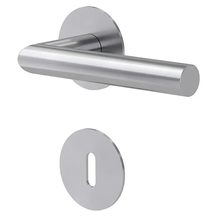 Diamond Doors Design Drückergarnitur Arkansas - Edelstahl, Buntbart - Türbeschlag-Garnitur aus Edelstahl mit Griff und Rosette, ideal für moderne Inneneinrichtungen und stilvolle Türen.