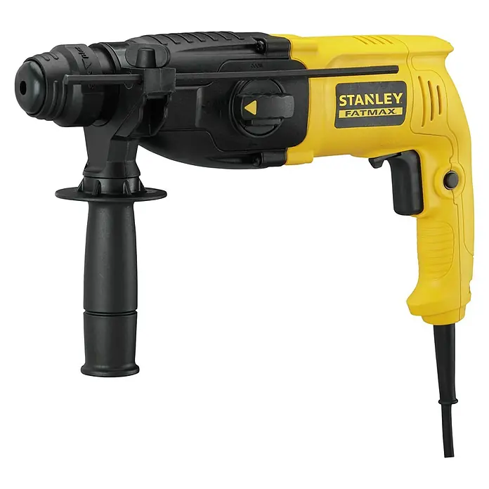 Stanley FatMax Kombihammer SFMEH200K-QS - 750 W, 2,2 J, SDS-Plus-Aufnahme - Stanley Fatmax SDS-Hammerbohrmaschine in Gelb und Schwarz für schwere Bohrarbeiten mit hoher Leistung und robustem Design.