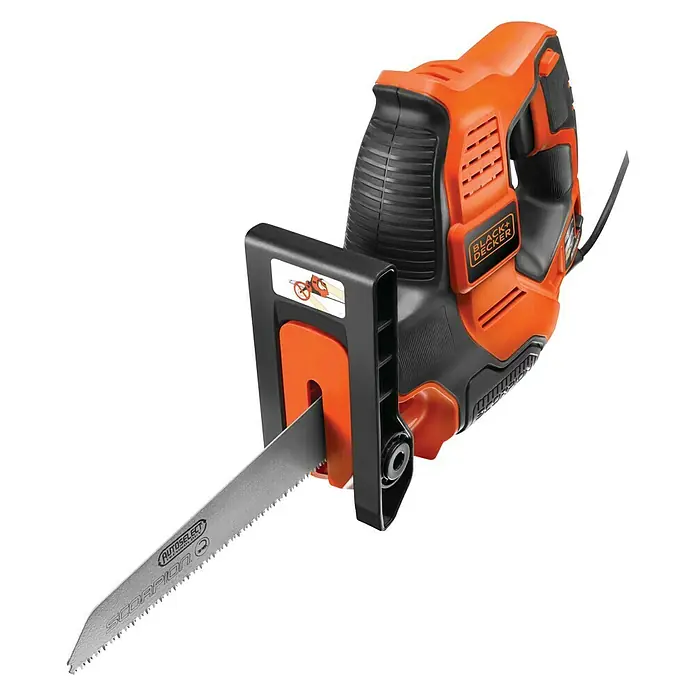Black+Decker Elektro-Stichsäge RS890K-QS - 500 W, Hublänge: 23 mm - Das Bild zeigt eine Black+Decker Scorpion Säge, ein vielseitiges Werkzeug zum Schneiden verschiedener Materialien.