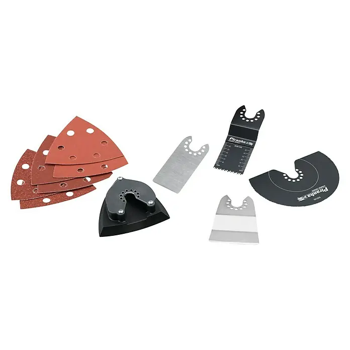 Black+Decker Elektro-Multifunktionswerkzeug MT300KA-QS - 300 W - Piranha Werkzeugsortiment mit verschiedenen Aufsätzen für oszillierende Elektrowerkzeuge, inklusive Schleifpapier.